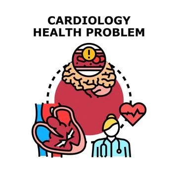 Cardiology health problem causing brain and heart conditions Stock Illustration