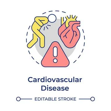 Cardiovascular disease flat linear concept icon Stock Illustration