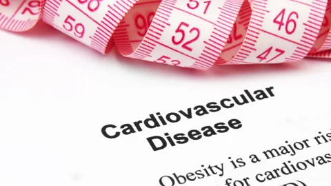 Cardiovascular Disease Risk Concept with Measuring Tape and Health Document Stock Footage 337435182