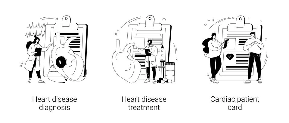 Cardiovascular illness abstract concept vector illustrations. Stock Illustration