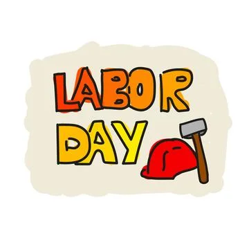 CardLaborDayWorkGlovesHammerHelmet Stock Illustration