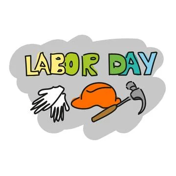 CardLaborDayWorkGlovesHammerHelmet2 Stock Illustration
