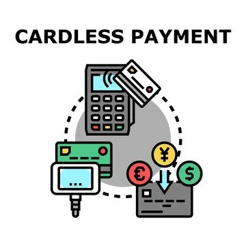 Cardless payment system processing credit transactions with digital currency Stock Illustration