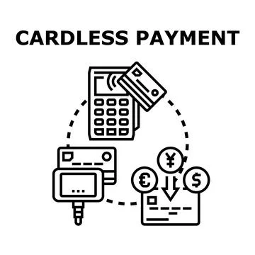 Cardless payment system processing credit transactions with digital currency Stock Illustration