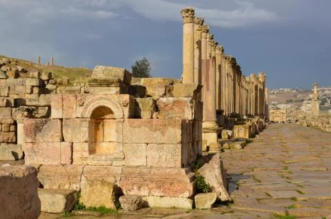 Cardo, jerash 스톡 사진