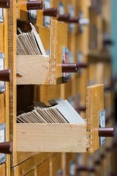 Cards in boxes archive Stock Photos