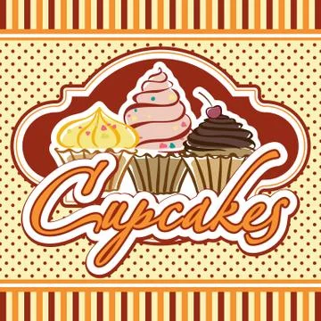 Cards with cupcakes Stock Illustration