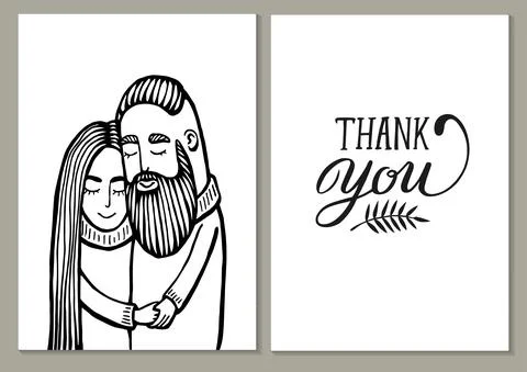 Cards of cute couple. Doodle. Vector Illustration Hand drawn cartoon characte Stock Illustration