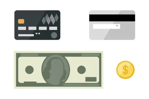 Cards with dollars flat icons Stock Illustration