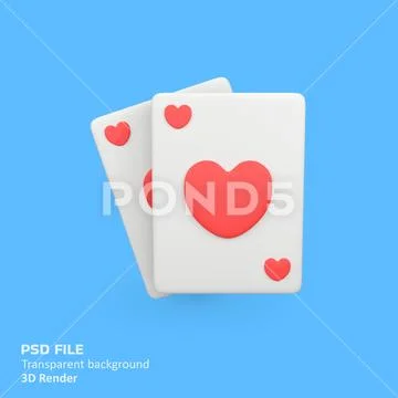 Cards hearts isolated 3d render icon illustration PSD Template