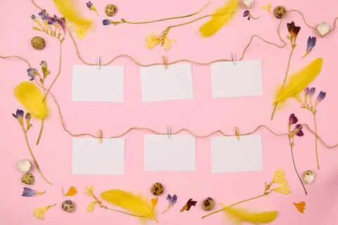 Cards for insertion on the background with Easter decor Stock Photos