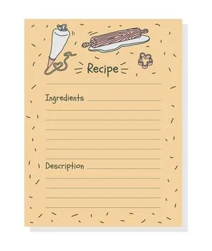Cards for notes from cookbook, culinary paper template - doodle vector Illustrazione stock