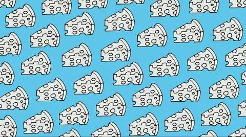 Cards or cloths with the repeat pattern to the drawn drawing,with cheese, Stock Illustration