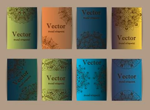 Cards or invitations with mandala pattern vector 스톡 일러스트