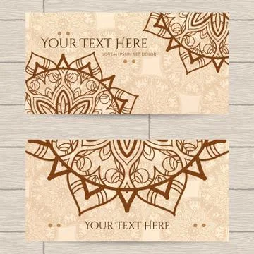 Cards With Pattern of Henna Stock Illustration