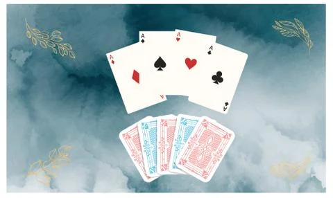 Cards playing off many Stock Illustration