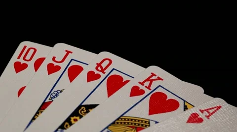 Cards royal flush tilt down Stock-Footage 10839369