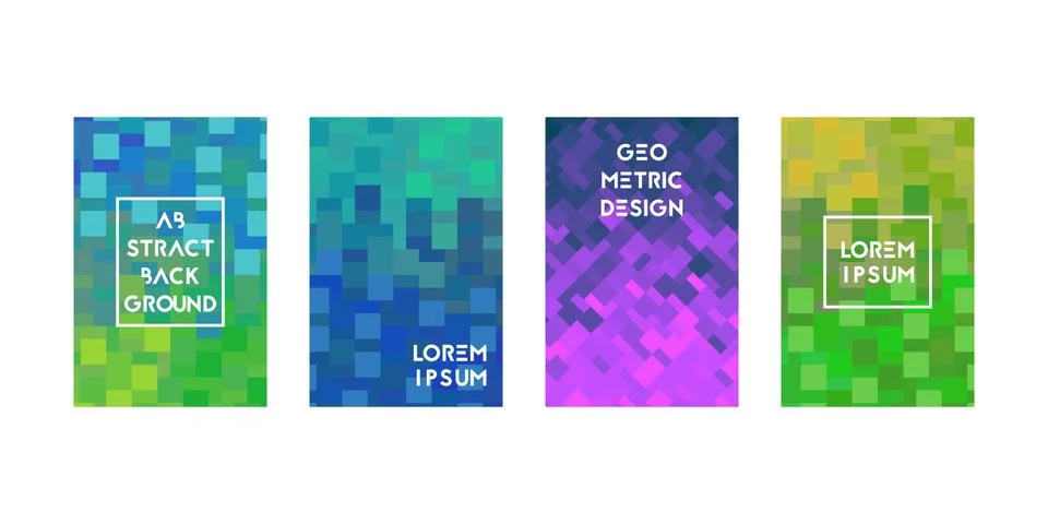 Cards set with geometry square texture. Stock Illustration