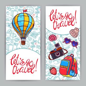 Cards on travel theme Illustrazione stock