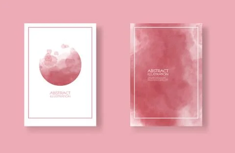 Cards with watercolor elements set. Hand drawn banner element on red backgrou Illustrazione stock