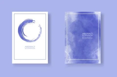 Cards with watercolor elements set. Hand drawn banner element on blue backgro Illustrazione stock