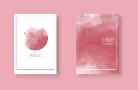 Cards with watercolor elements set. Hand drawn banner element on red backgrou Illustrazione stock