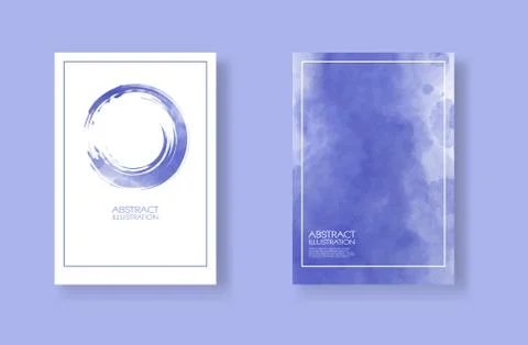 Cards with watercolor elements set. Hand drawn banner element on blue backgro Illustrazione stock