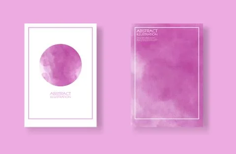 Cards with watercolor elements set. Hand drawn banner element on pink backgro Illustrazione stock
