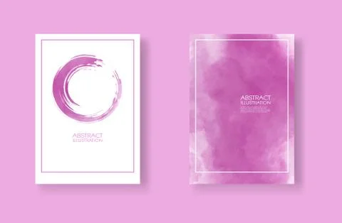 Cards with watercolor elements set. Hand drawn banner element on pink backgro Illustrazione stock