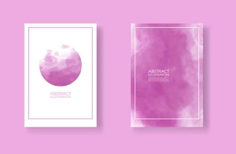 Cards with watercolor elements set. Hand drawn banner element on pink backgro Illustrazione stock