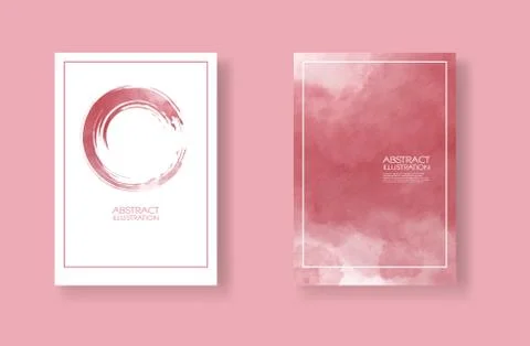 Cards with watercolor elements set. Hand drawn banner element on red backgrou 스톡 일러스트