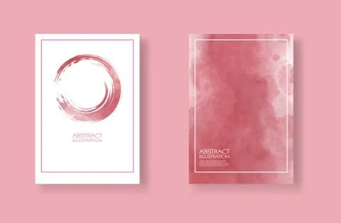 Cards with watercolor elements set. Hand drawn banner element on red backgrou Illustrazione stock