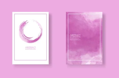 Cards with watercolor elements set. Hand drawn banner element on pink backgro Illustrazione stock
