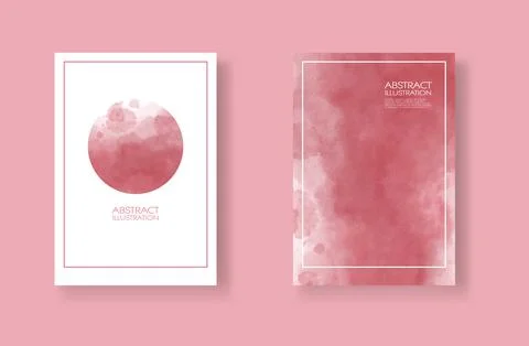 Cards with watercolor elements set. Hand drawn banner element on red backgrou Illustrazione stock