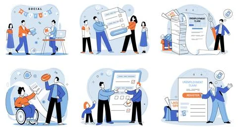 Care allowance. Welfare programs aim to provide support to those in need 스톡 일러스트