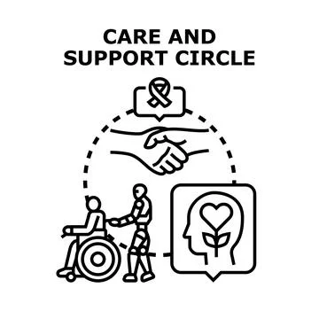 Care and support circle for disability assistance Stock Illustration