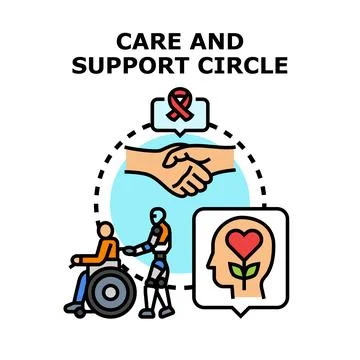 Care and support circle for disability assistance Stock Illustration