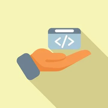 Care api code icon flat vector. Gear hosting server Stock Illustration