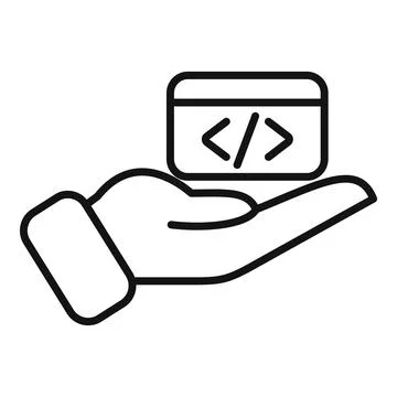 Care api code icon outline vector. Gear hosting server Stock Illustration