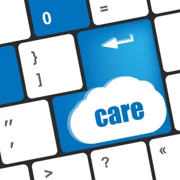 Care concept with key on computer keyboard keys, social concept Stock Illustration
