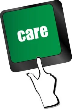 Care concept with key on computer keyboard keys, social concept Stock Illustration