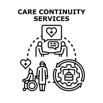 Care continuity services ensuring patient support system Stock Illustration