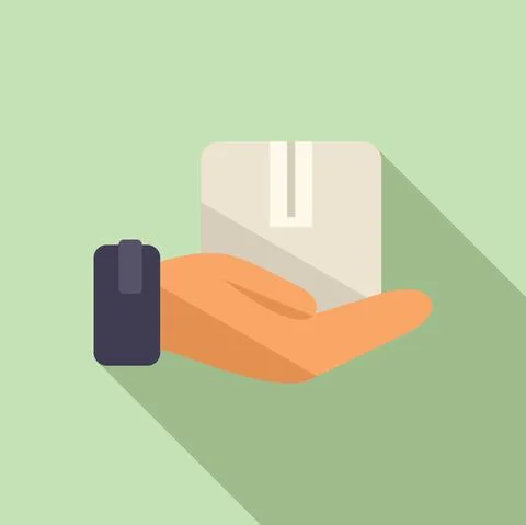 Care delivery parcel icon flat vector. Online shop 스톡 일러스트