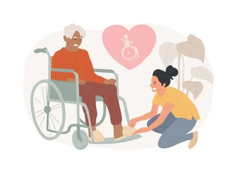Care of the disabled isolated concept vector illustration. Ilustración de archivo