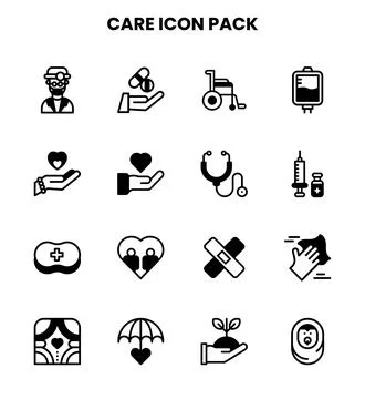Care DuoTone Icons Pack Stock Illustration