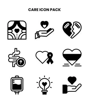 Care DuoTone Set Icons Pack Stock Illustration