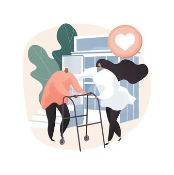 Care for the elderly abstract concept vector illustration. Stock Illustration