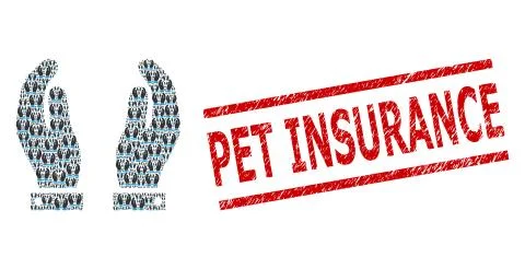 Care Hands Recursive Composition of Care Hands Icons and Textured Pet Insurance Illustrazione stock