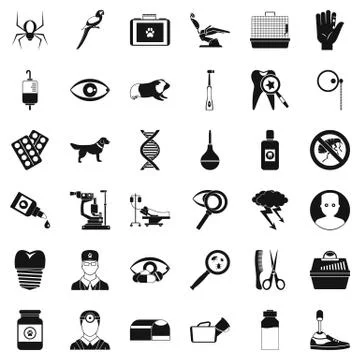 Care icons set, simple style Illustrazione stock
