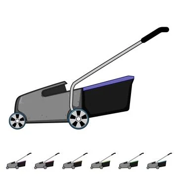 Care lawn mower cartoon vector graphic Stock Illustration